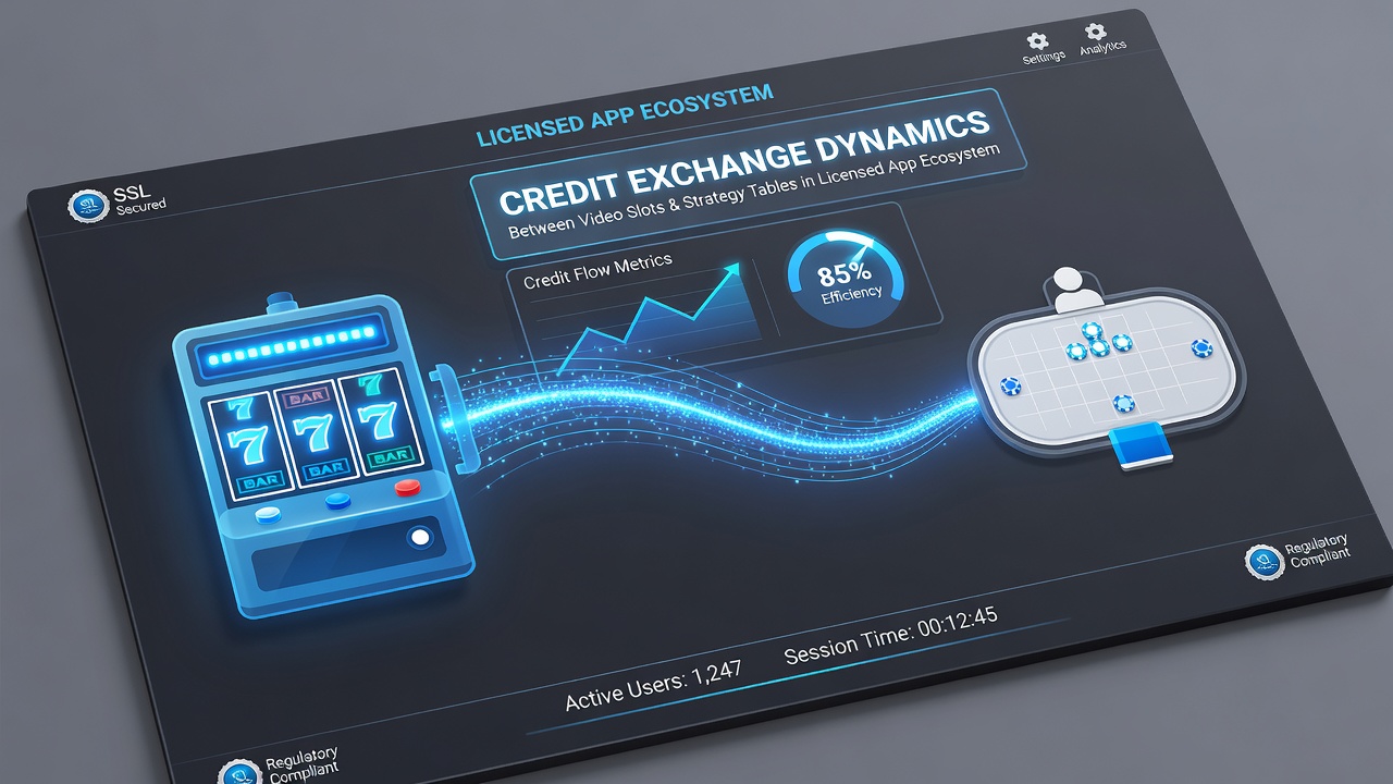 Screenshot of mobile app interface displaying credit balance transfer from slots to table games